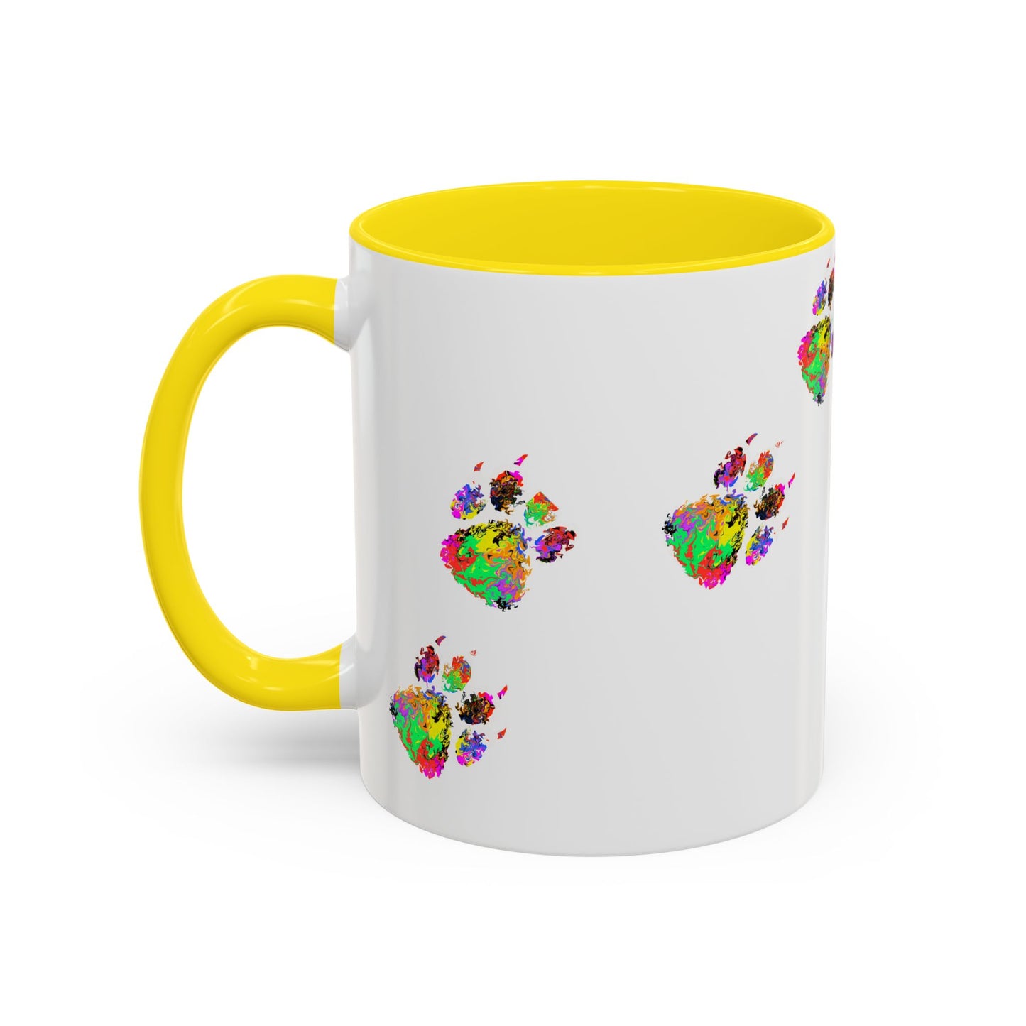 Colorful Paw Print Coffee Mug — Vibrant Pet Lover Accent Mug (11/15oz)