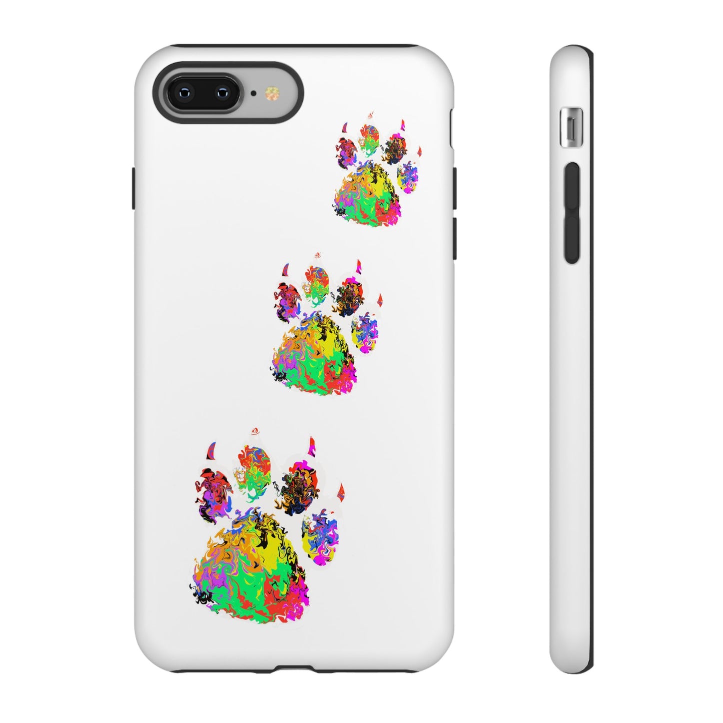 Phone Case — Colorful Paw Print Tough Case, Pet Lover Protective Phone Cover