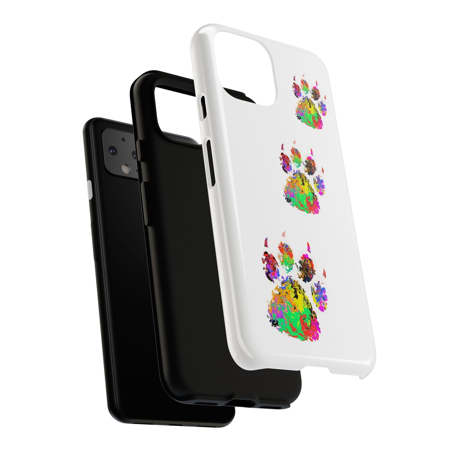 Phone Case — Colorful Paw Print Tough Case, Pet Lover Protective Phone Cover