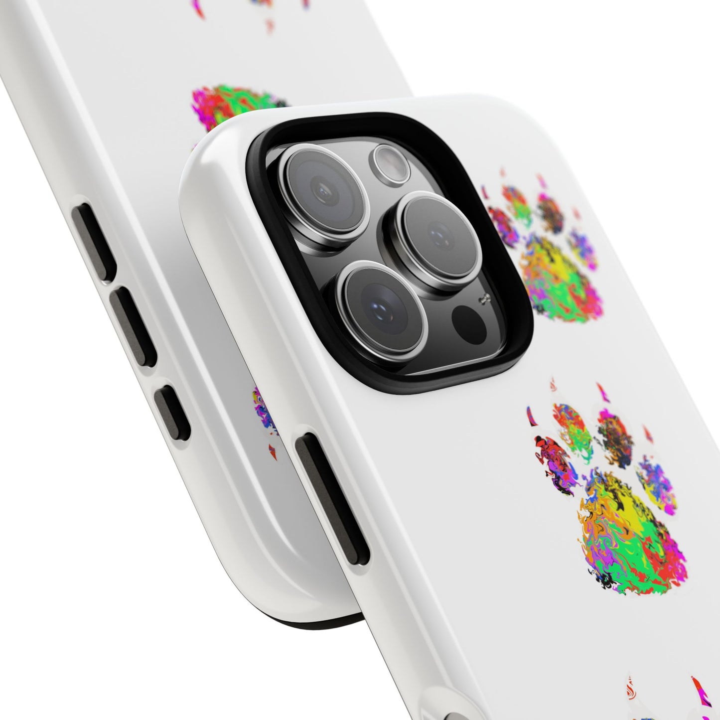 Phone Case — Colorful Paw Print Tough Case, Pet Lover Protective Phone Cover