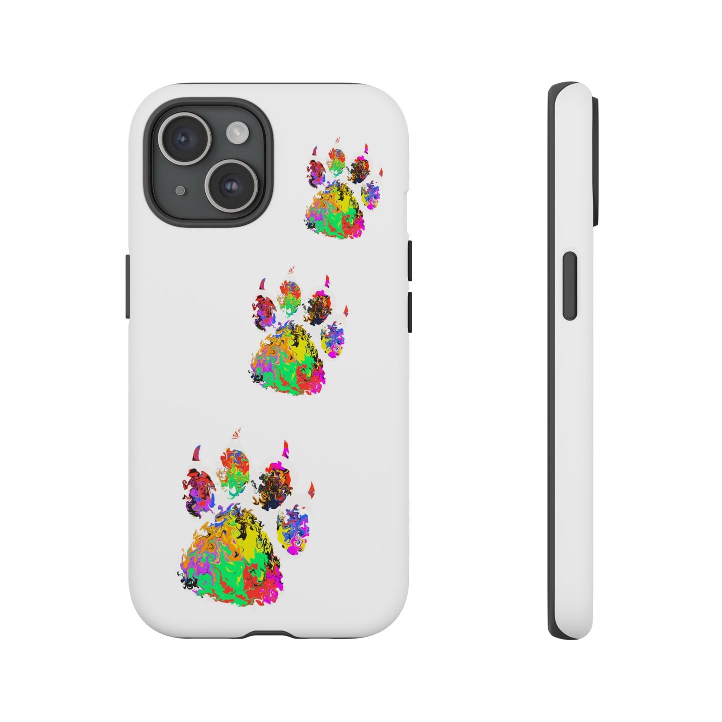 Phone Case — Colorful Paw Print Tough Case, Pet Lover Protective Phone Cover