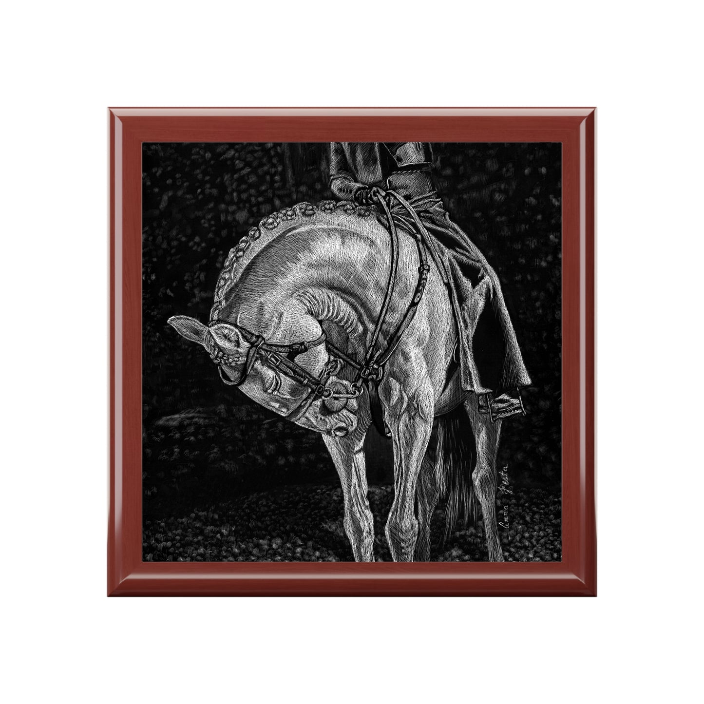 Equestrian Jewelry Box – Black Horse Grooming Art Keepsake