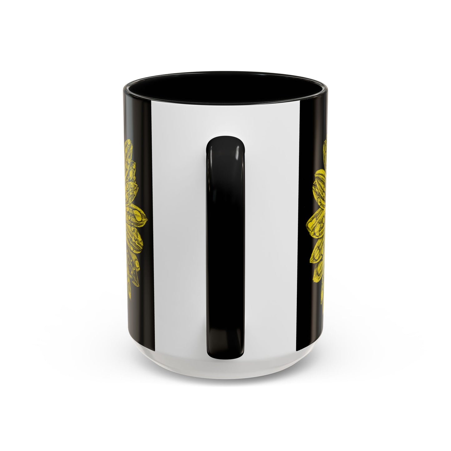 Sunflower Waterdrop Accent Coffee Mug — Yellow Floral 11/15oz