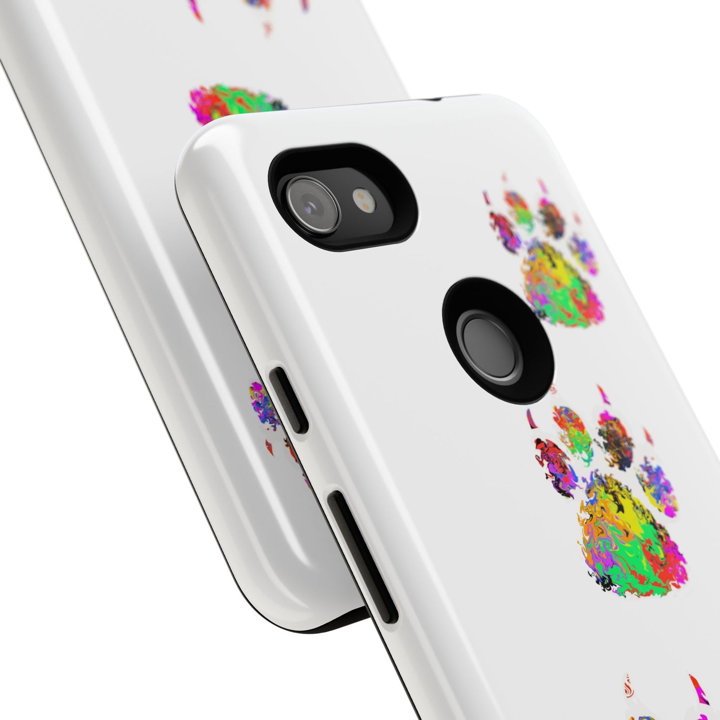 Phone Case — Colorful Paw Print Tough Case, Pet Lover Protective Phone Cover