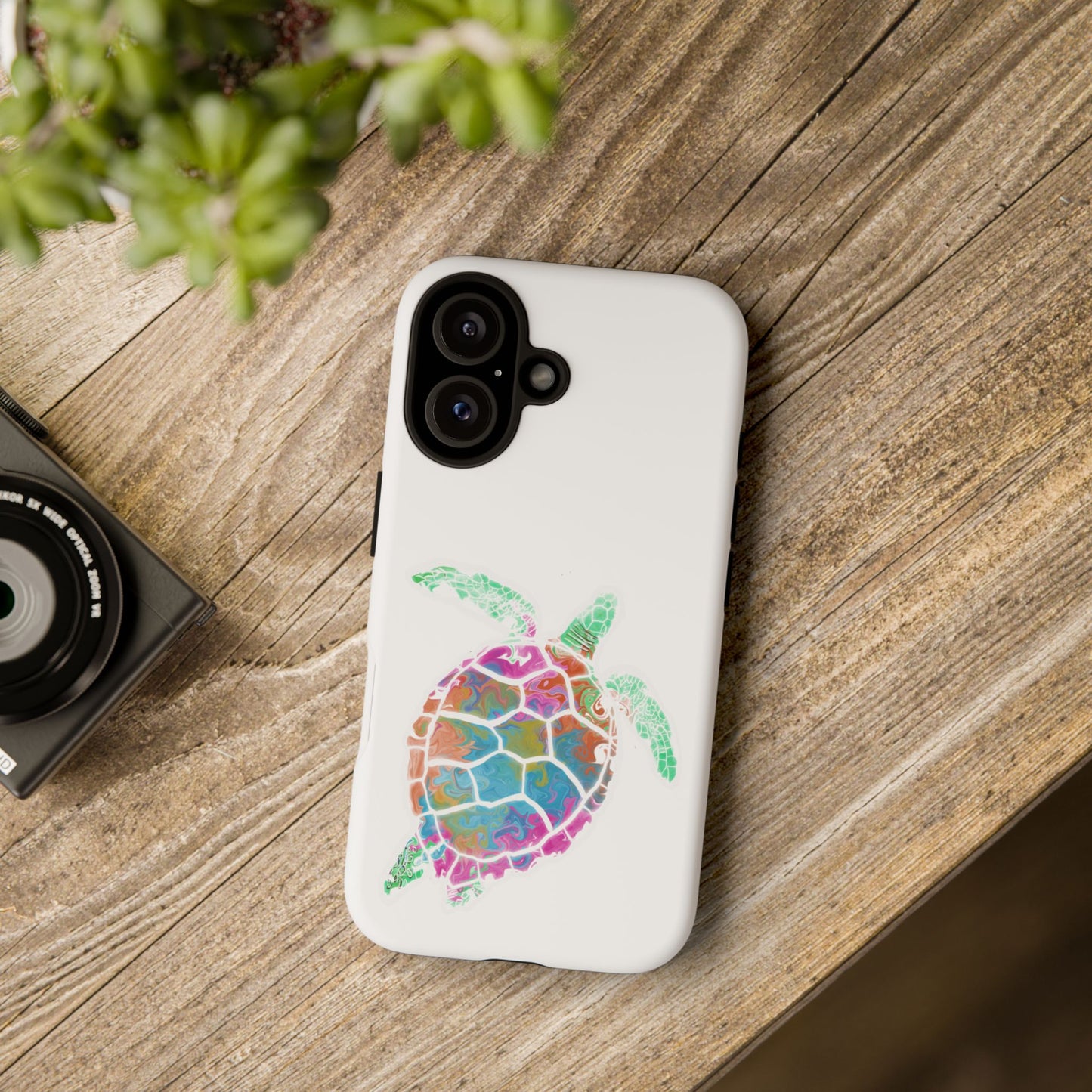Sea Turtle Tough Phone Case — Colorful Watercolor Turtle Protective Cover