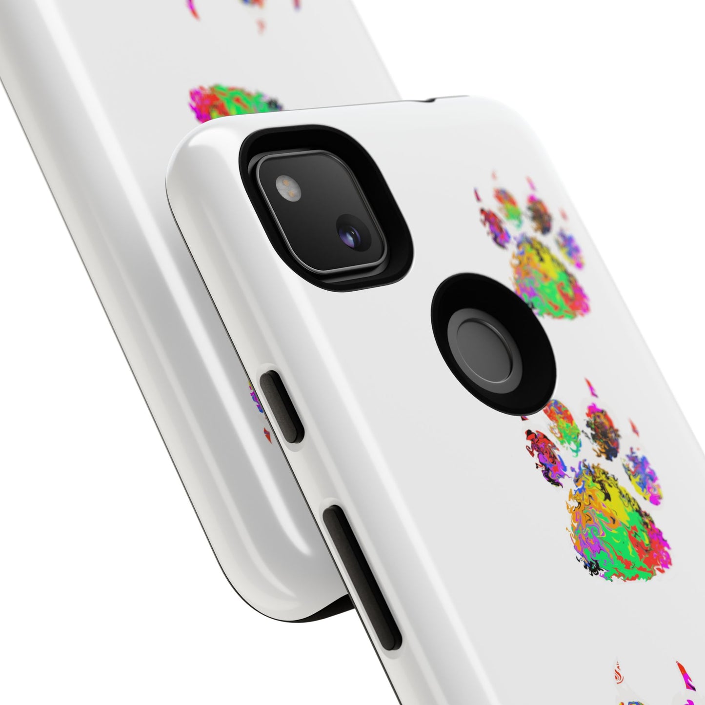 Phone Case — Colorful Paw Print Tough Case, Pet Lover Protective Phone Cover