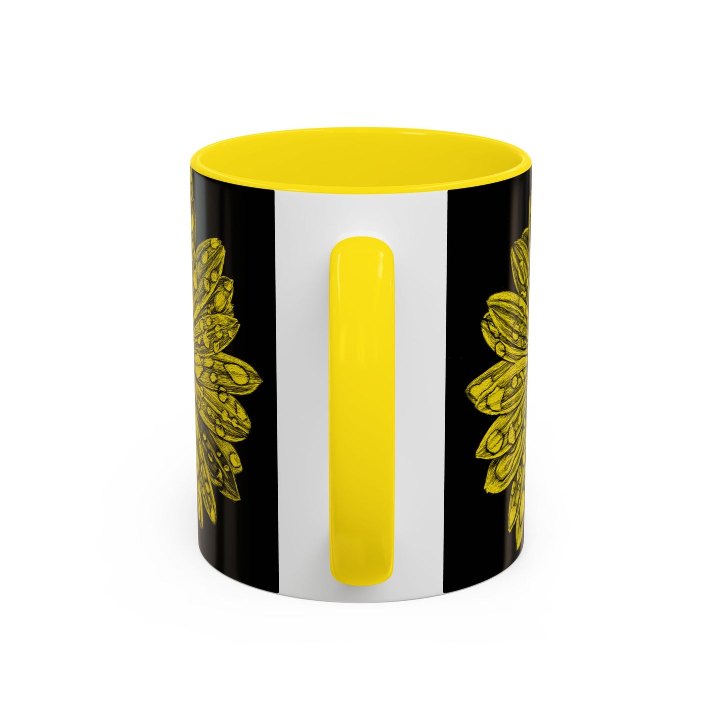 Sunflower Waterdrop Accent Coffee Mug — Yellow Floral 11/15oz