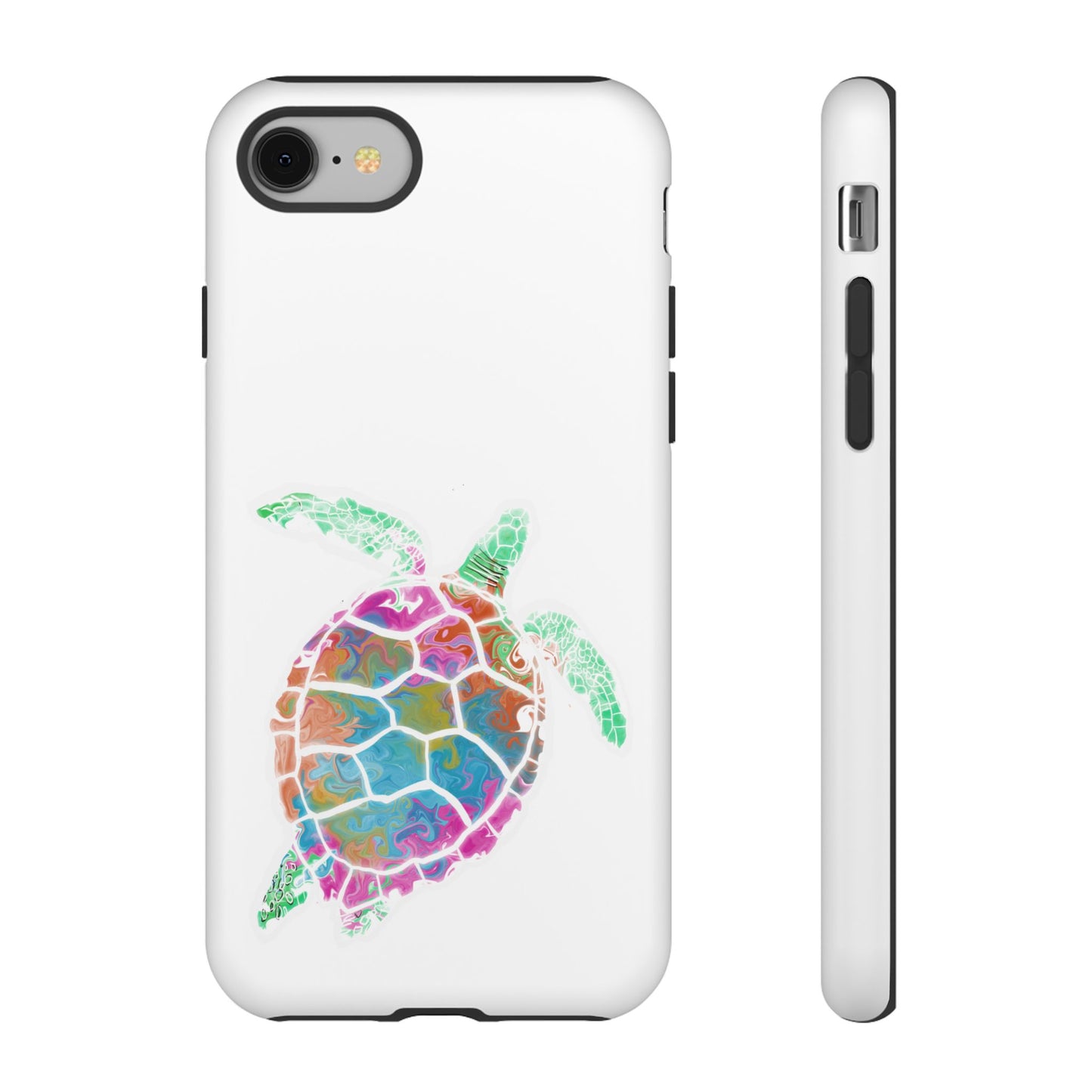 Sea Turtle Tough Phone Case — Colorful Watercolor Turtle Protective Cover
