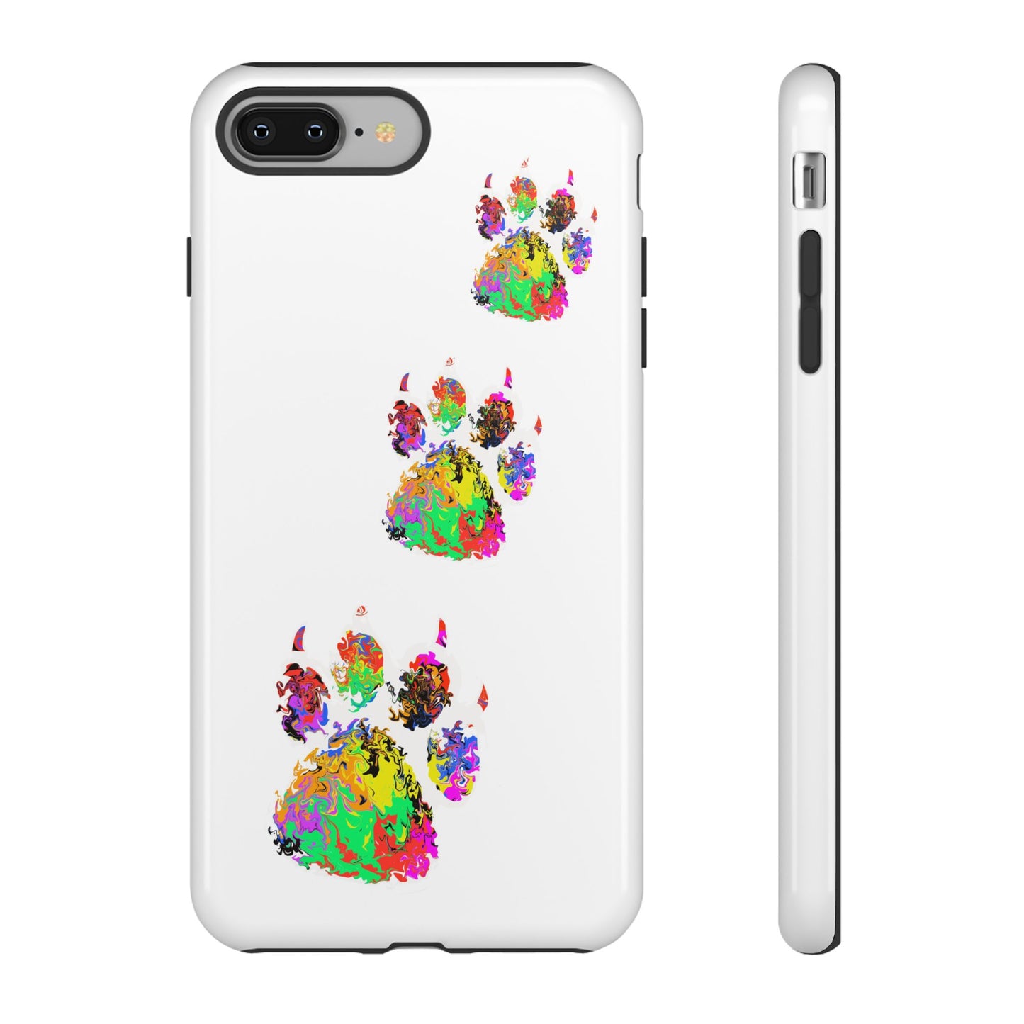 Phone Case — Colorful Paw Print Tough Case, Pet Lover Protective Phone Cover