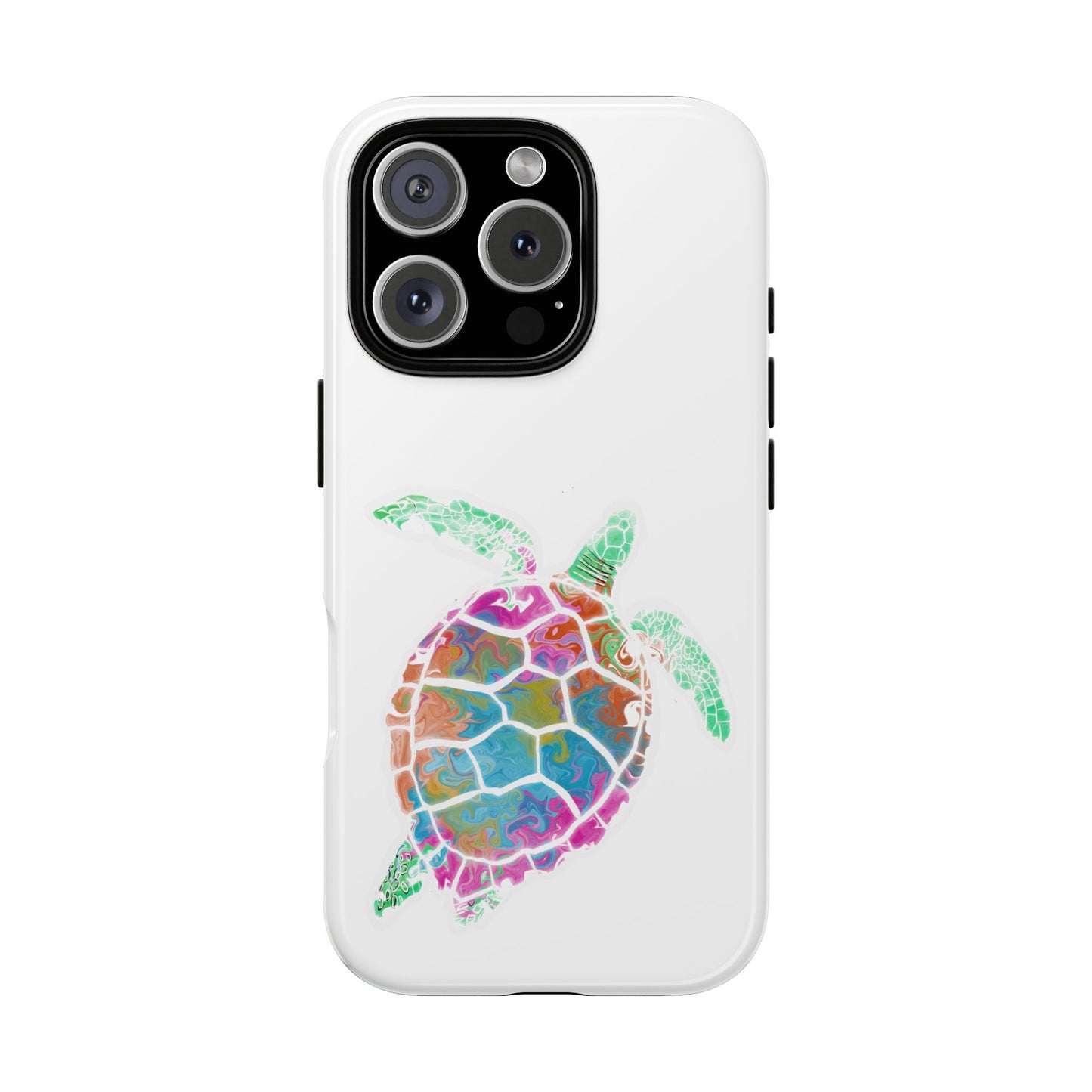 Sea Turtle Tough Phone Case — Colorful Watercolor Turtle Protective Cover