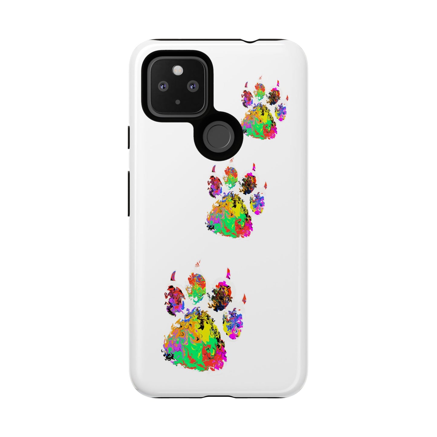 Phone Case — Colorful Paw Print Tough Case, Pet Lover Protective Phone Cover