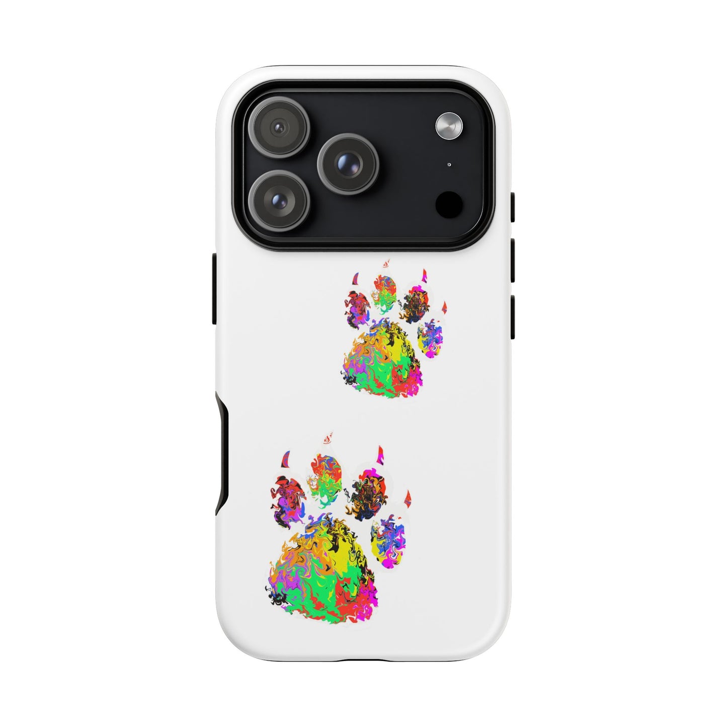 Phone Case — Colorful Paw Print Tough Case, Pet Lover Protective Phone Cover