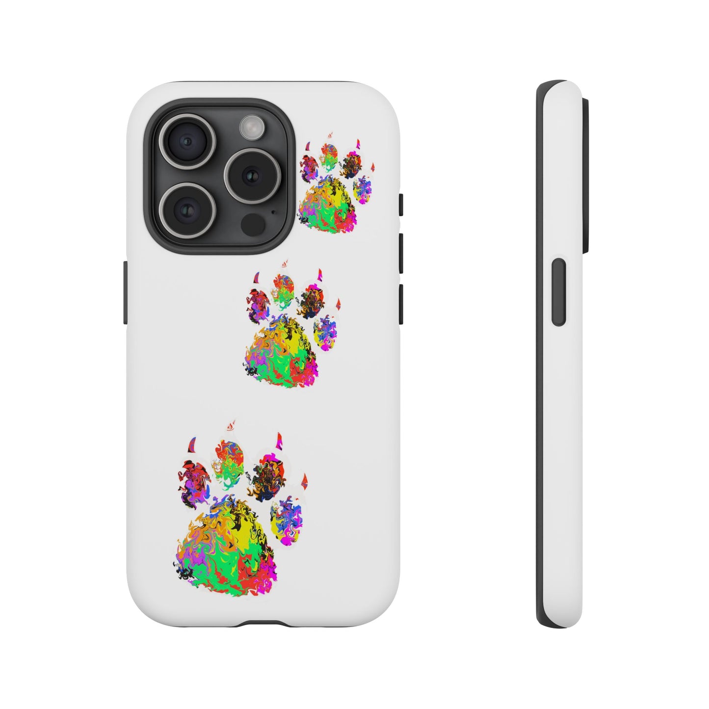 Phone Case — Colorful Paw Print Tough Case, Pet Lover Protective Phone Cover