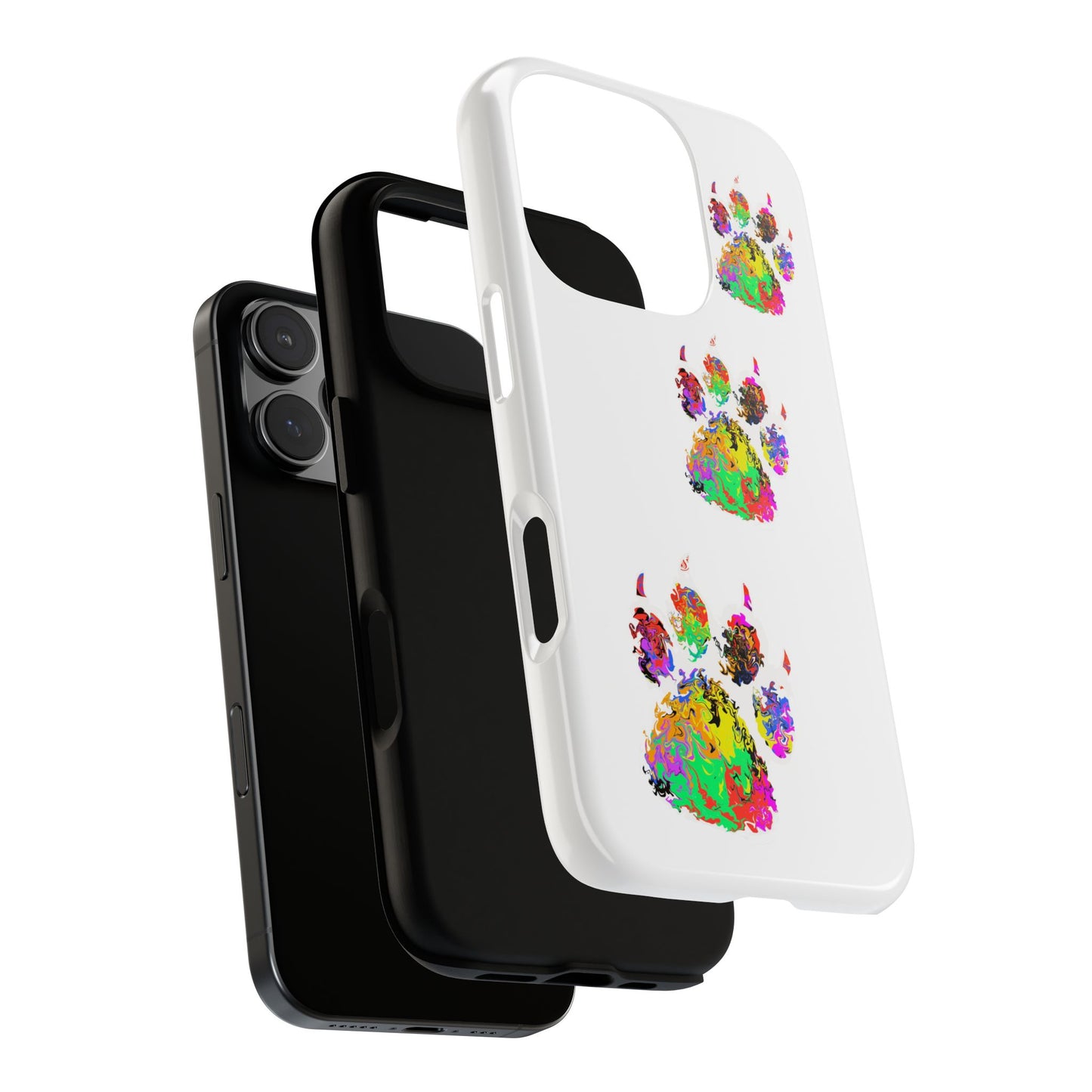 Phone Case — Colorful Paw Print Tough Case, Pet Lover Protective Phone Cover