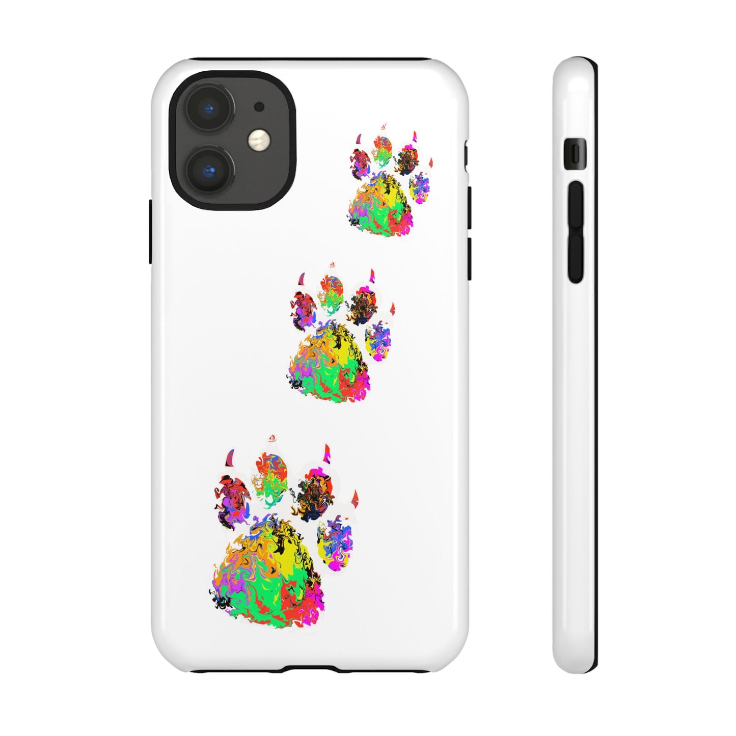 Phone Case — Colorful Paw Print Tough Case, Pet Lover Protective Phone Cover