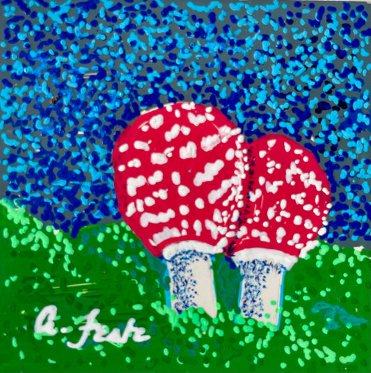 “Whimsical Toadstools” – Hand-Painted Mini Mushroom Magnet