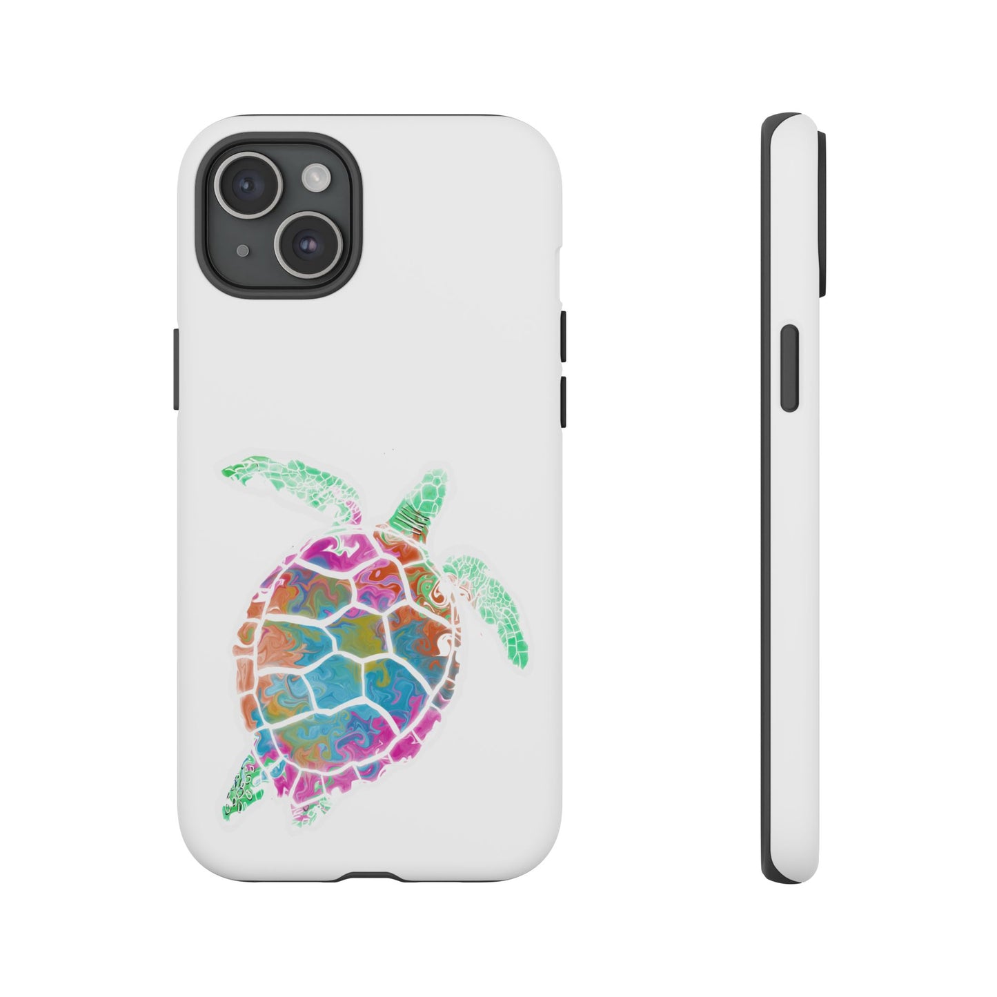 Sea Turtle Tough Phone Case — Colorful Watercolor Turtle Protective Cover