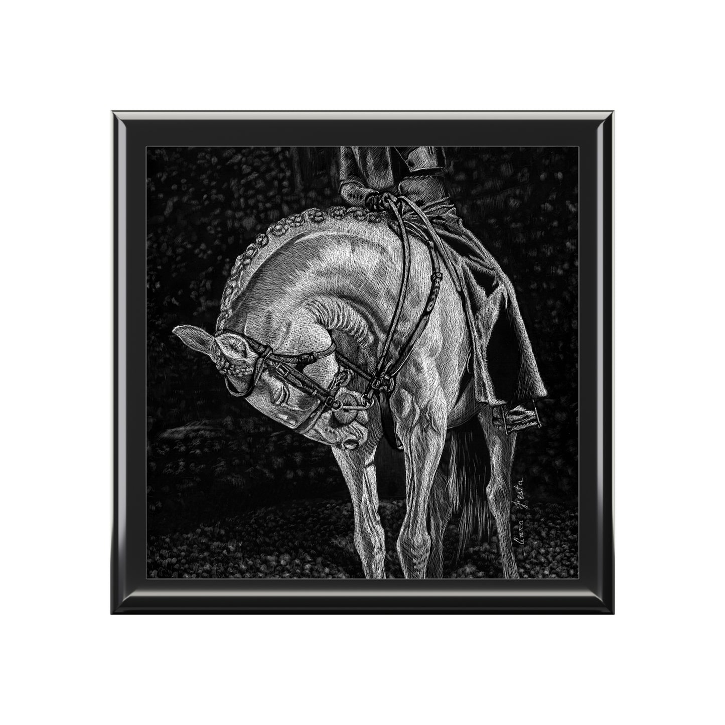 Equestrian Jewelry Box – Black Horse Grooming Art Keepsake