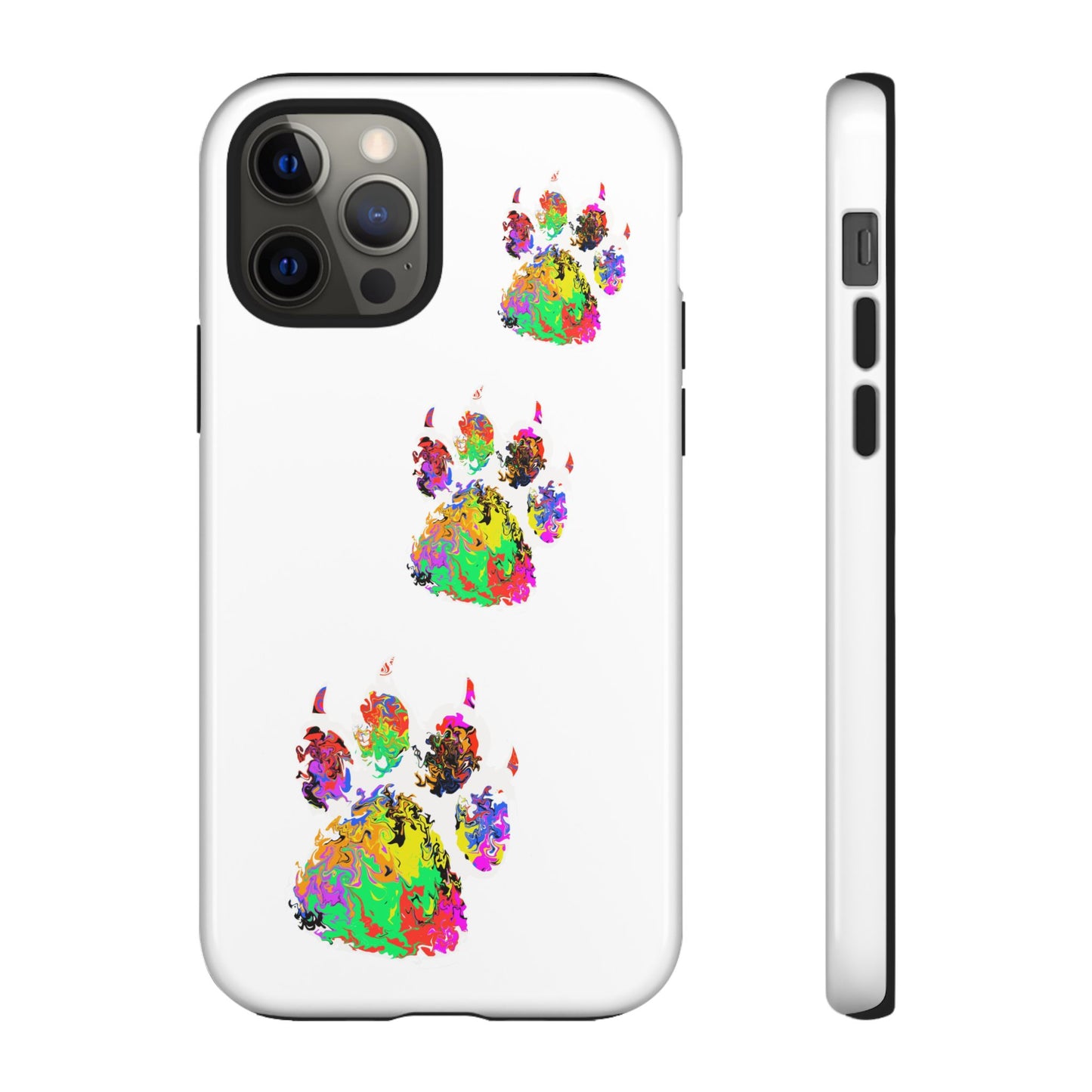Phone Case — Colorful Paw Print Tough Case, Pet Lover Protective Phone Cover