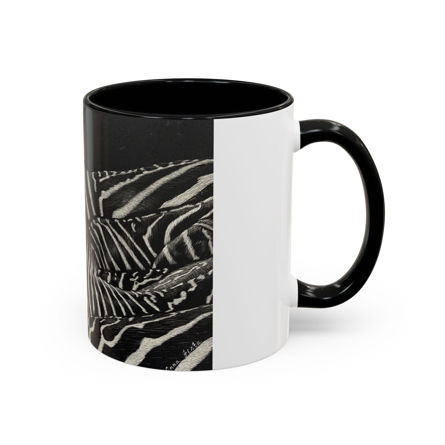 Zebra Stripe Accent Coffee Mug — Black Interior 11/15oz