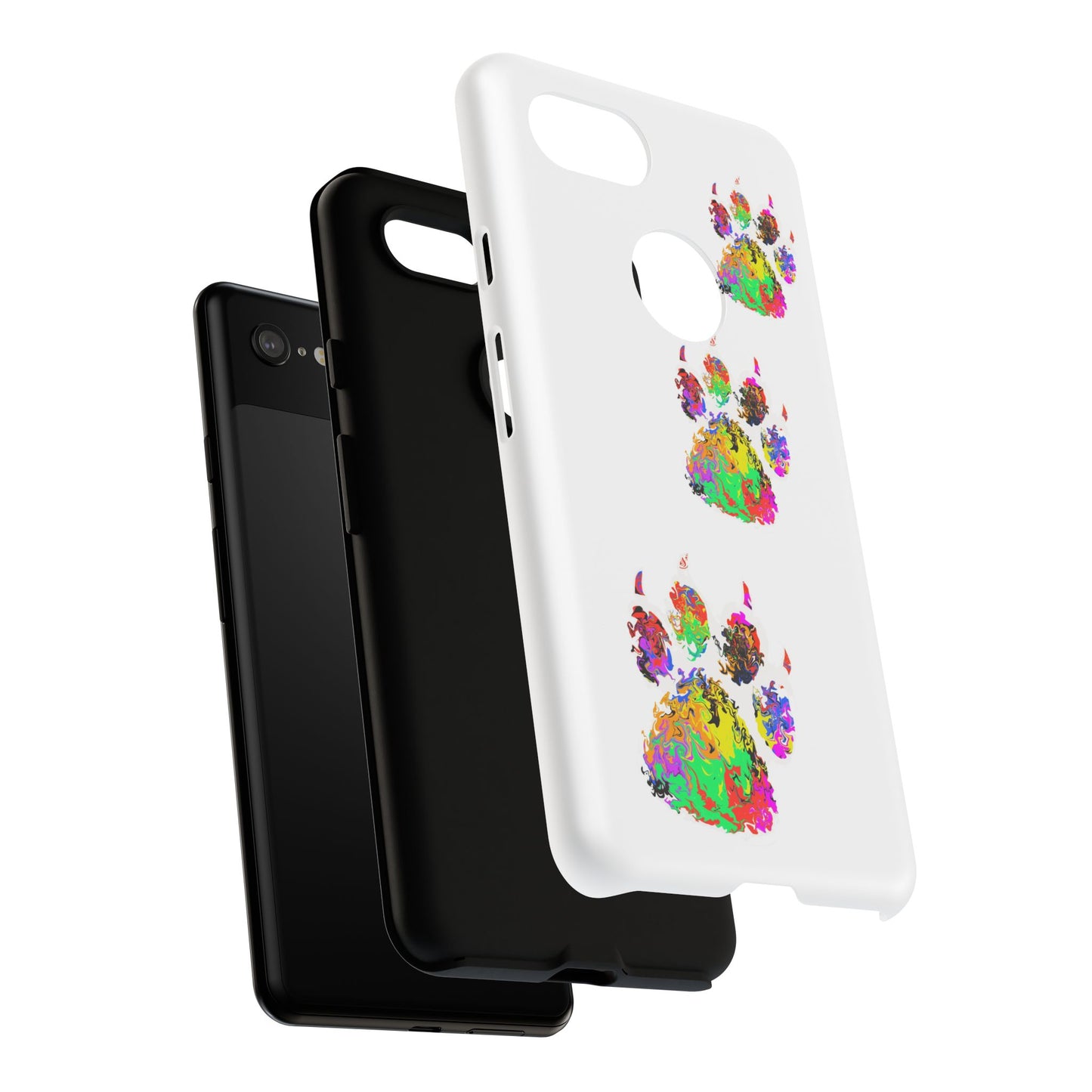 Phone Case — Colorful Paw Print Tough Case, Pet Lover Protective Phone Cover