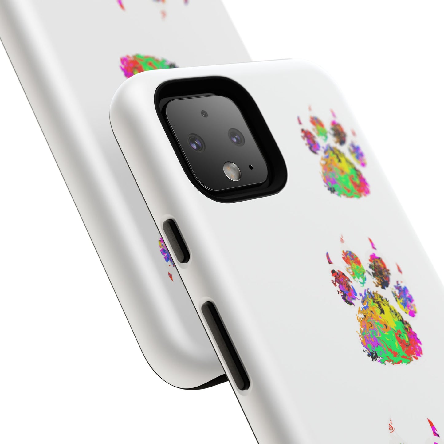 Phone Case — Colorful Paw Print Tough Case, Pet Lover Protective Phone Cover