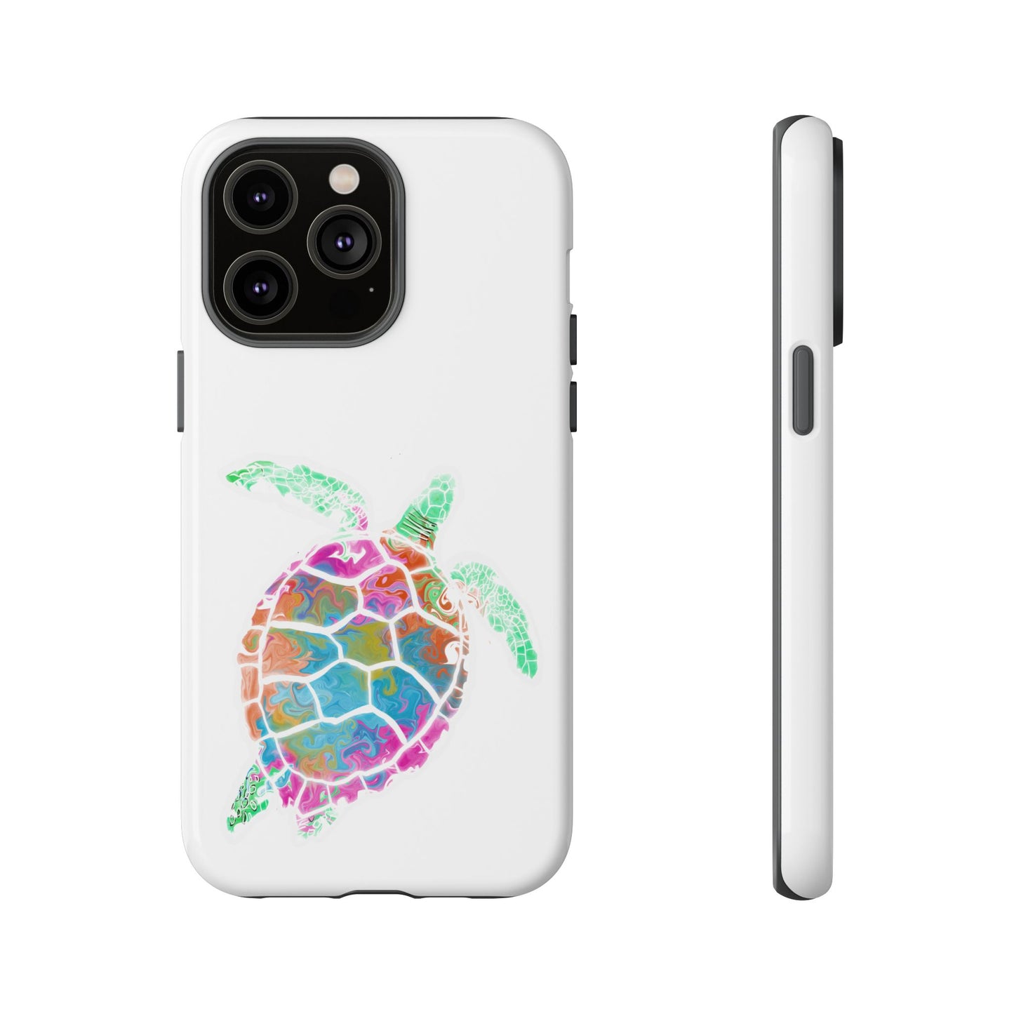 Sea Turtle Tough Phone Case — Colorful Watercolor Turtle Protective Cover