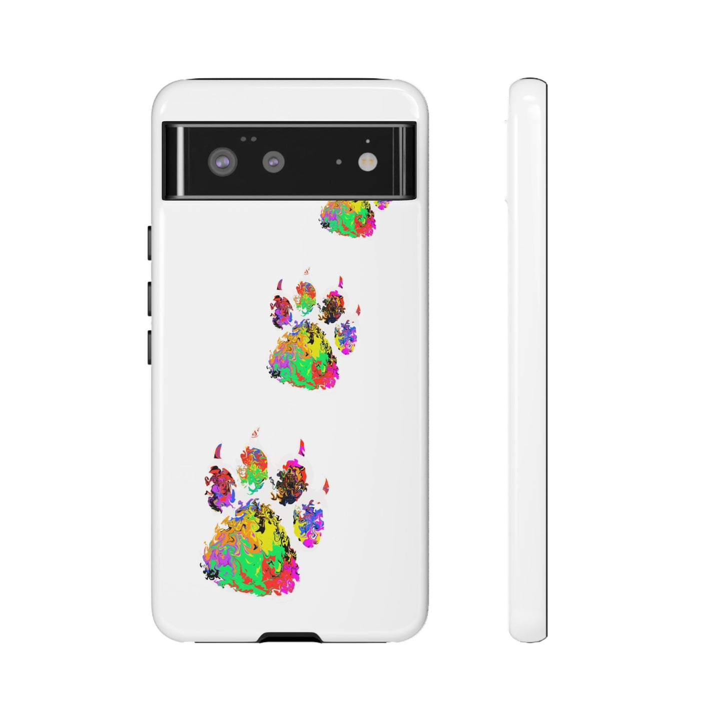 Phone Case — Colorful Paw Print Tough Case, Pet Lover Protective Phone Cover