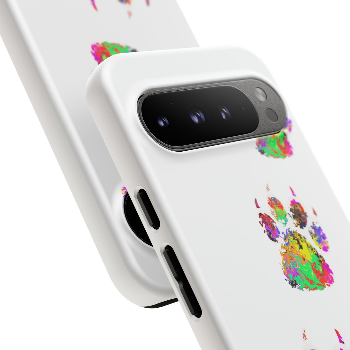 Phone Case — Colorful Paw Print Tough Case, Pet Lover Protective Phone Cover