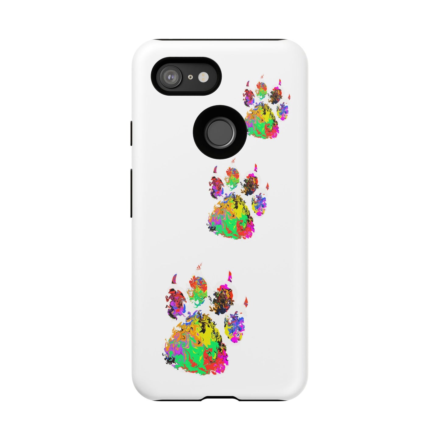 Phone Case — Colorful Paw Print Tough Case, Pet Lover Protective Phone Cover