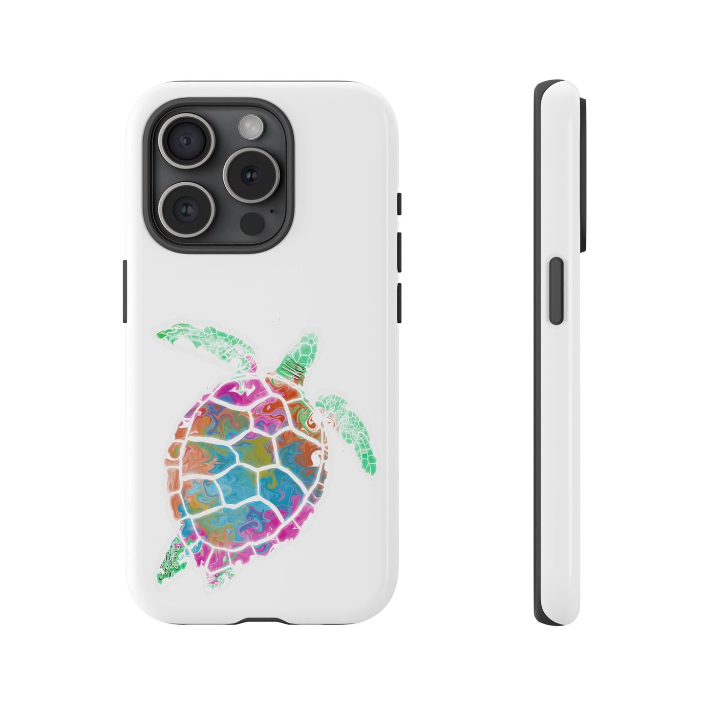 Sea Turtle Tough Phone Case — Colorful Watercolor Turtle Protective Cover