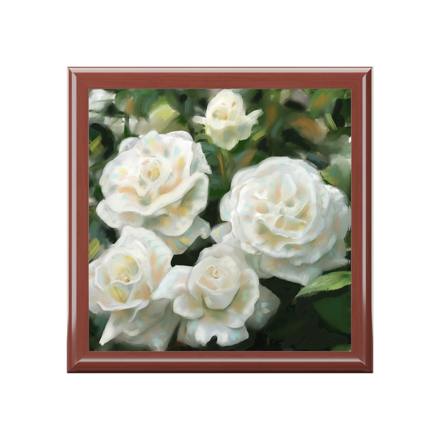Jewelry Box – White Rose Floral Keepsake Box