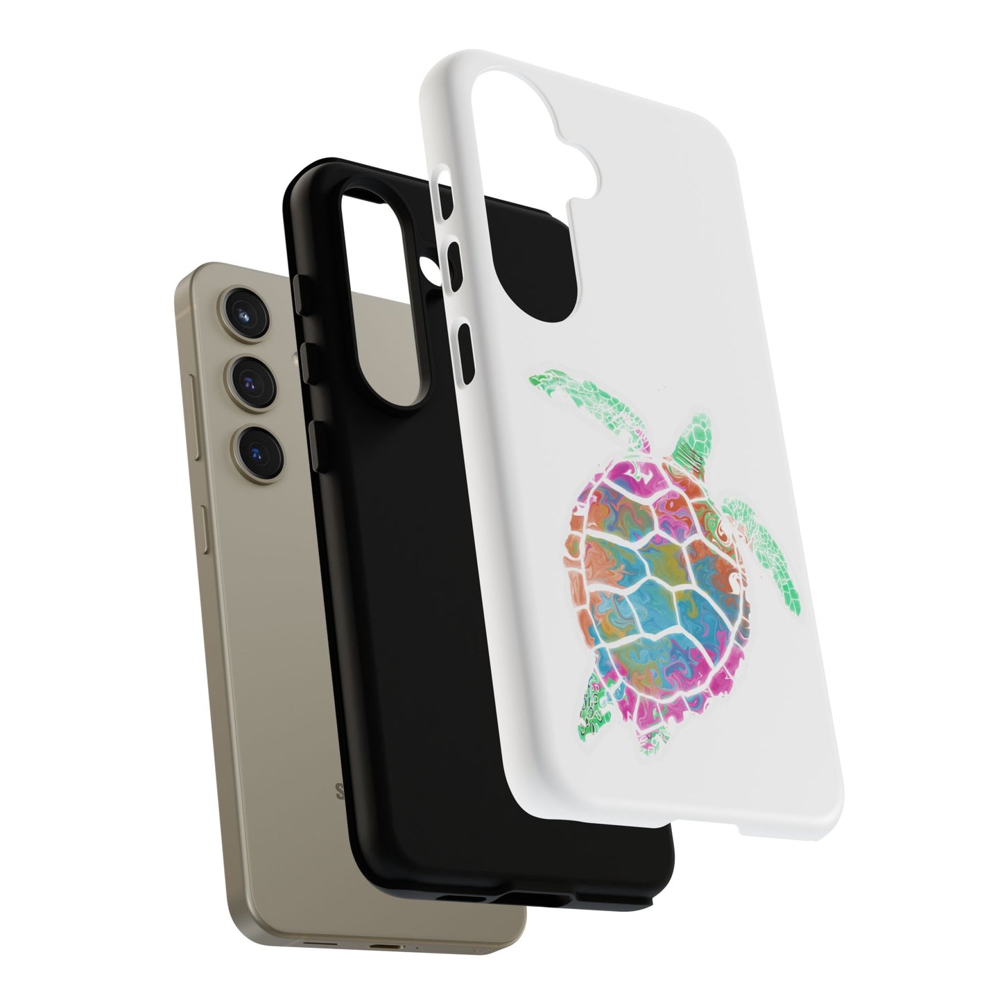 Sea Turtle Tough Phone Case — Colorful Watercolor Turtle Protective Cover