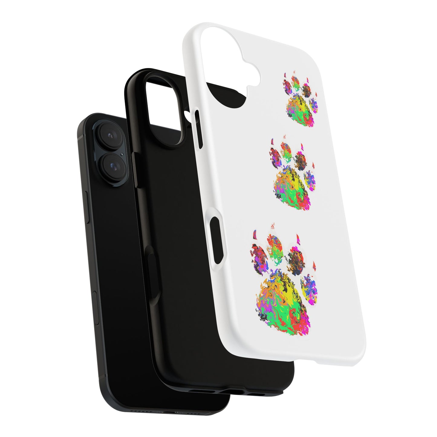 Phone Case — Colorful Paw Print Tough Case, Pet Lover Protective Phone Cover
