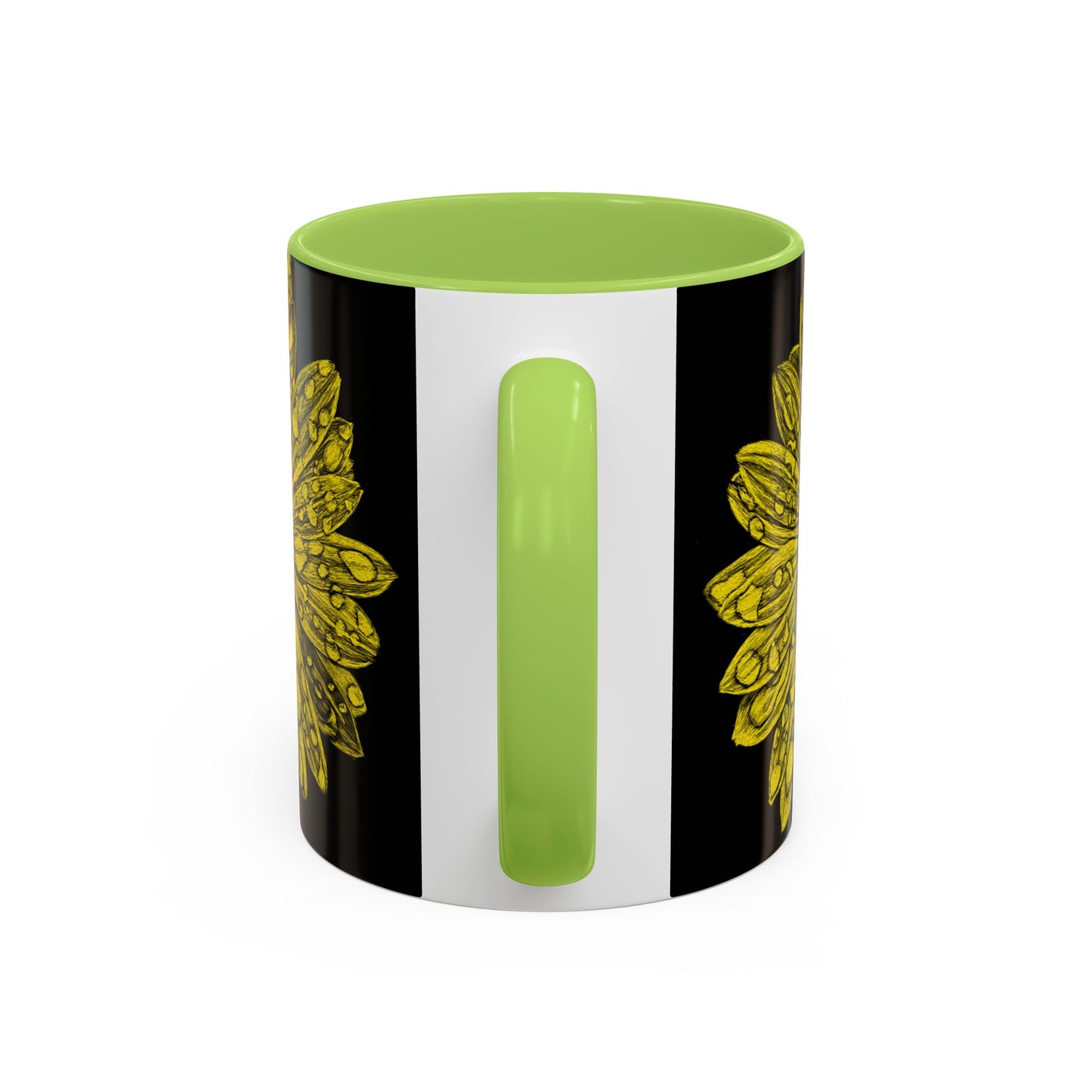 Sunflower Waterdrop Accent Coffee Mug — Yellow Floral 11/15oz