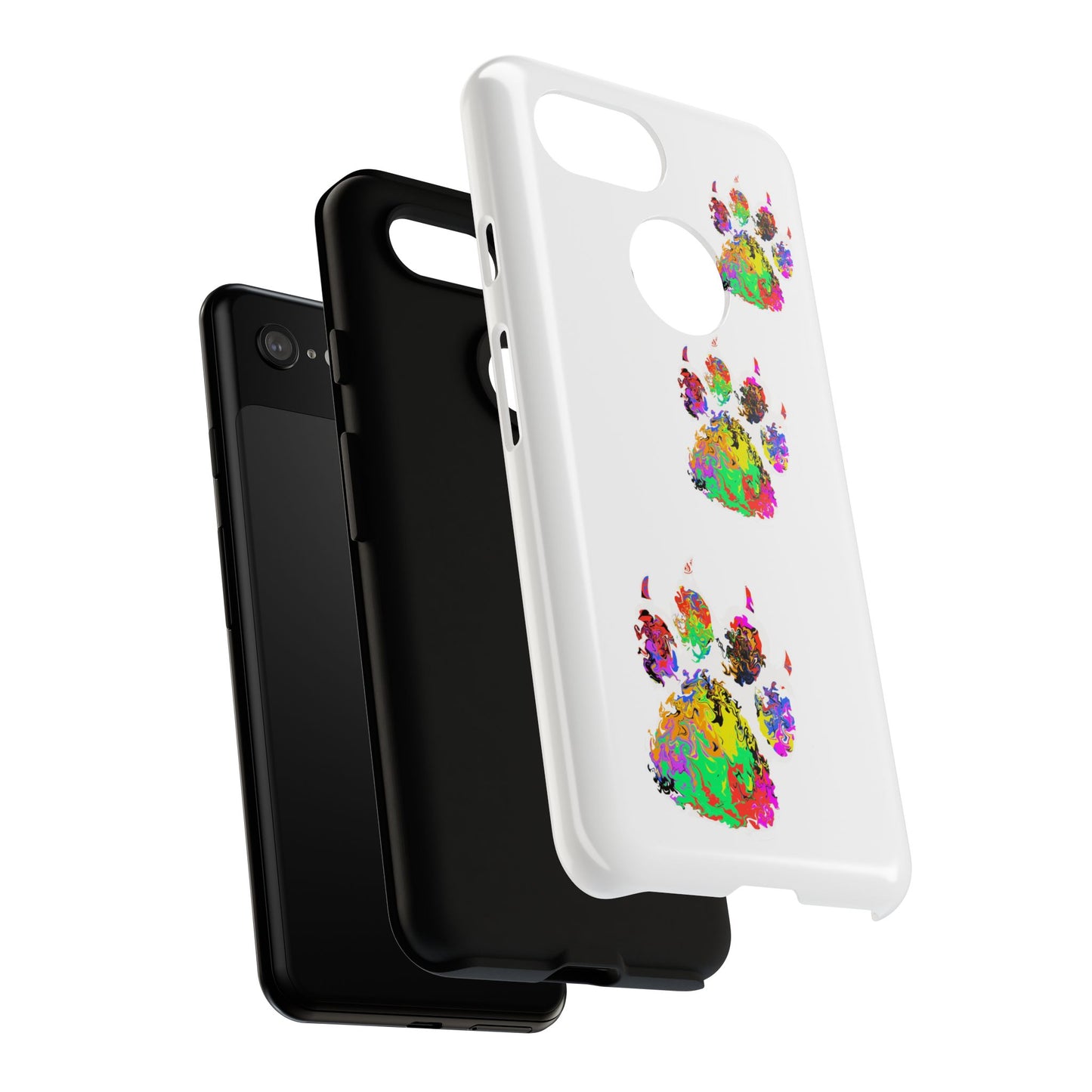 Phone Case — Colorful Paw Print Tough Case, Pet Lover Protective Phone Cover
