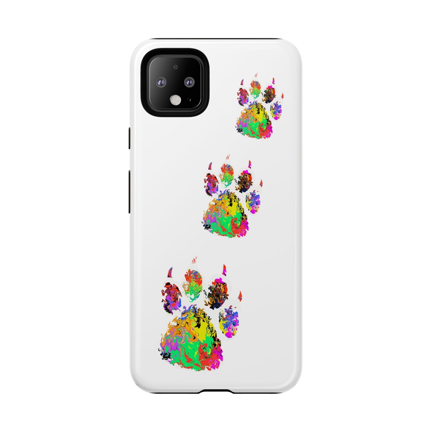 Phone Case — Colorful Paw Print Tough Case, Pet Lover Protective Phone Cover