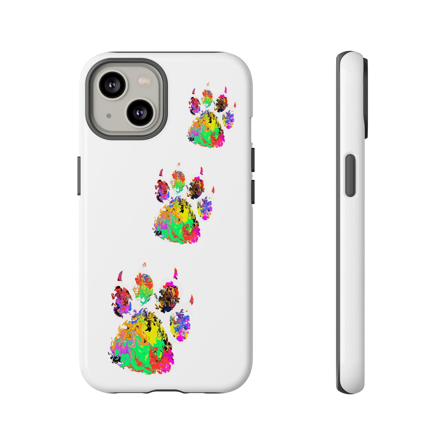 Phone Case — Colorful Paw Print Tough Case, Pet Lover Protective Phone Cover