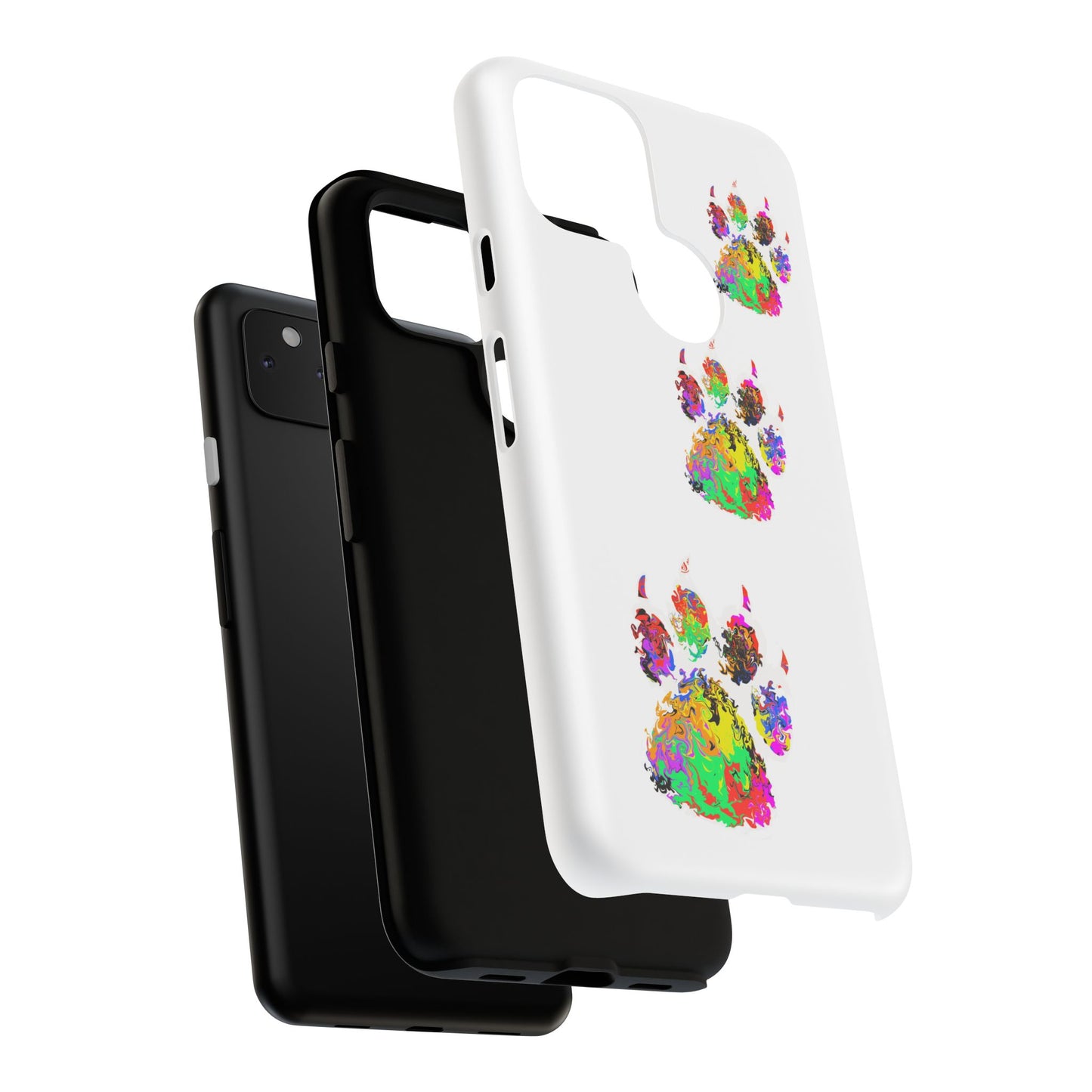 Phone Case — Colorful Paw Print Tough Case, Pet Lover Protective Phone Cover