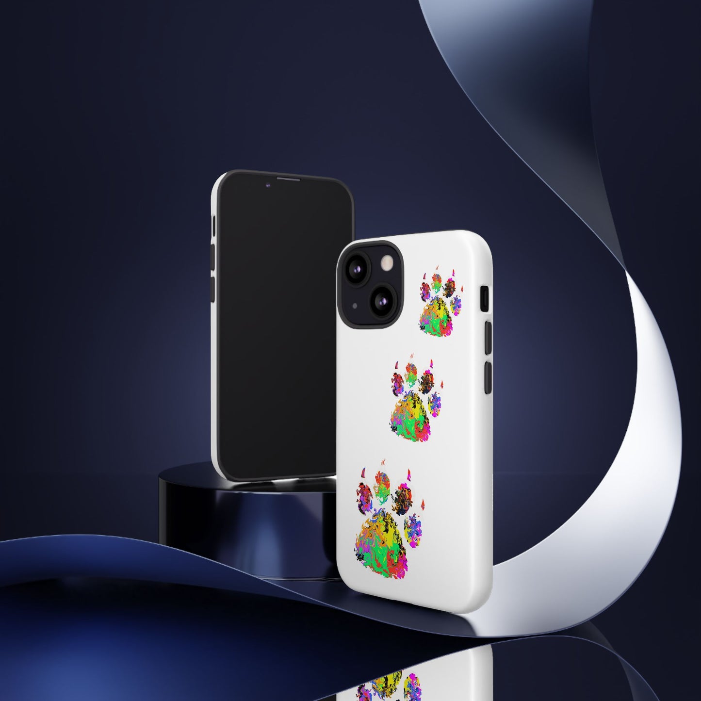 Phone Case — Colorful Paw Print Tough Case, Pet Lover Protective Phone Cover