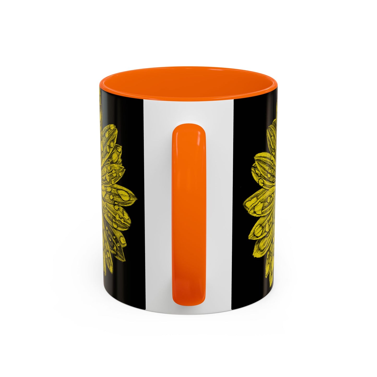 Sunflower Waterdrop Accent Coffee Mug — Yellow Floral 11/15oz