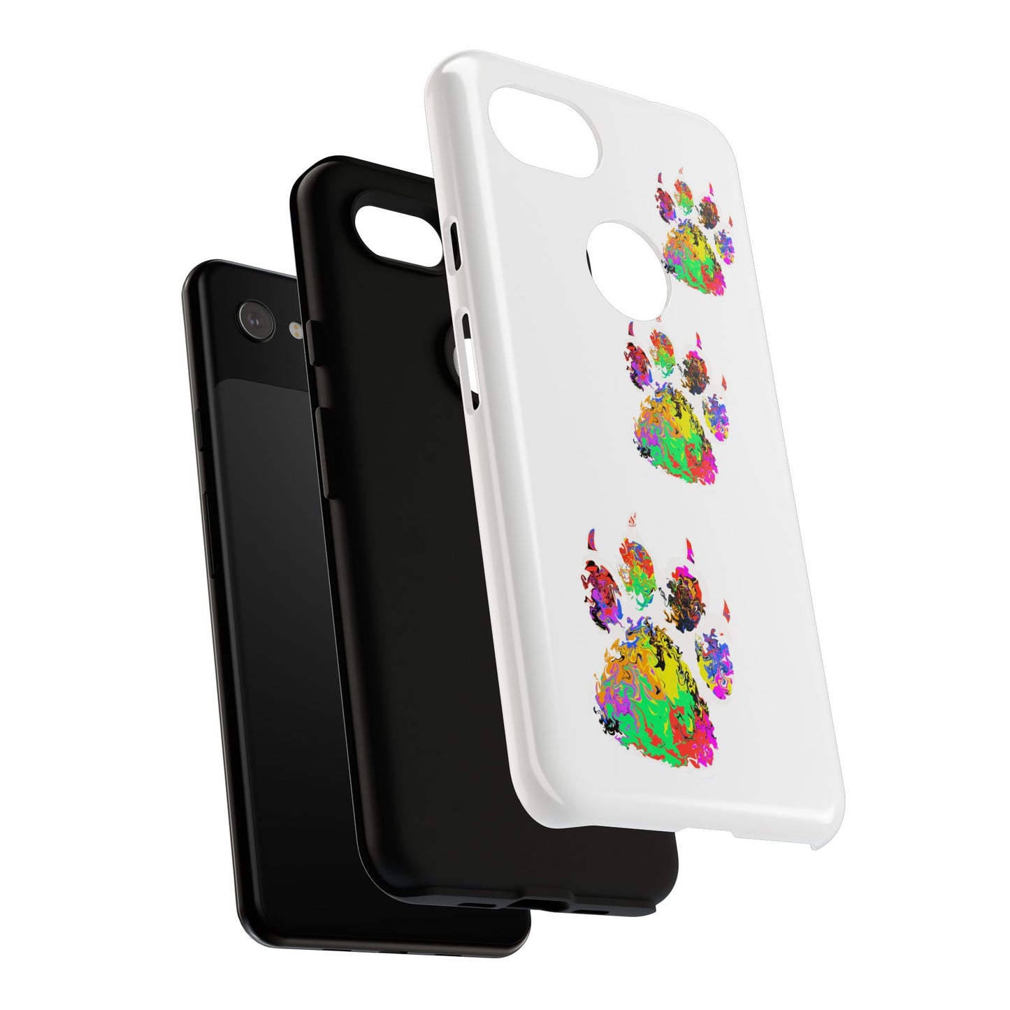 Phone Case — Colorful Paw Print Tough Case, Pet Lover Protective Phone Cover