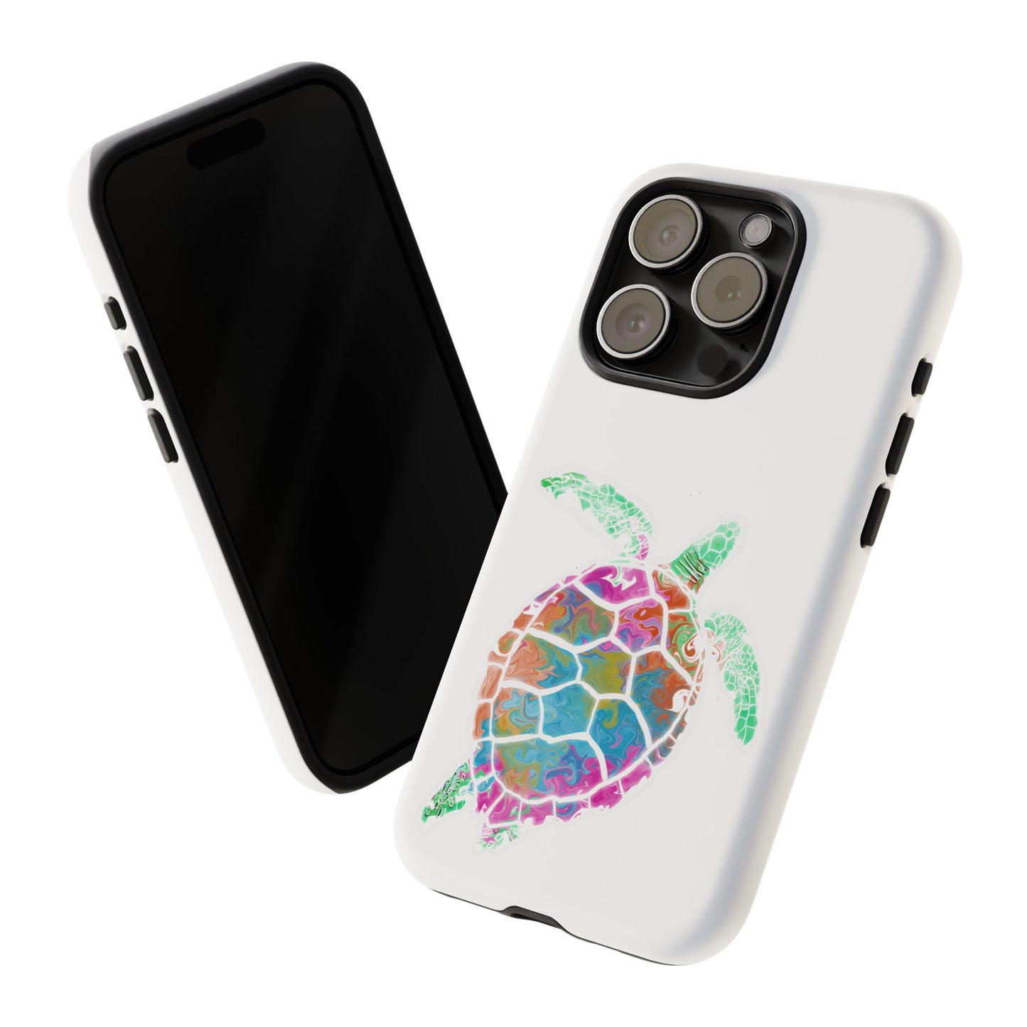 Sea Turtle Tough Phone Case — Colorful Watercolor Turtle Protective Cover