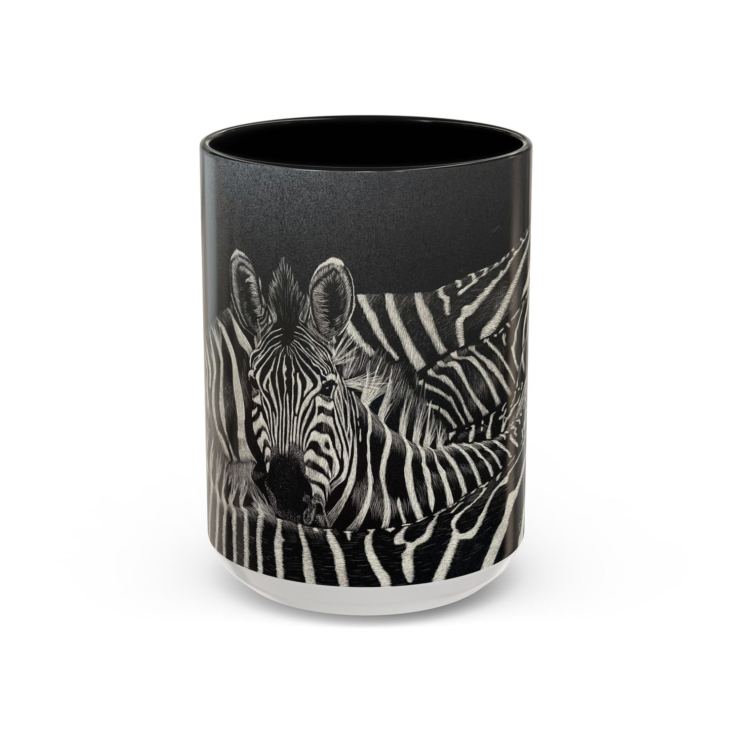 Zebra Stripe Accent Coffee Mug — Black Interior 11/15oz