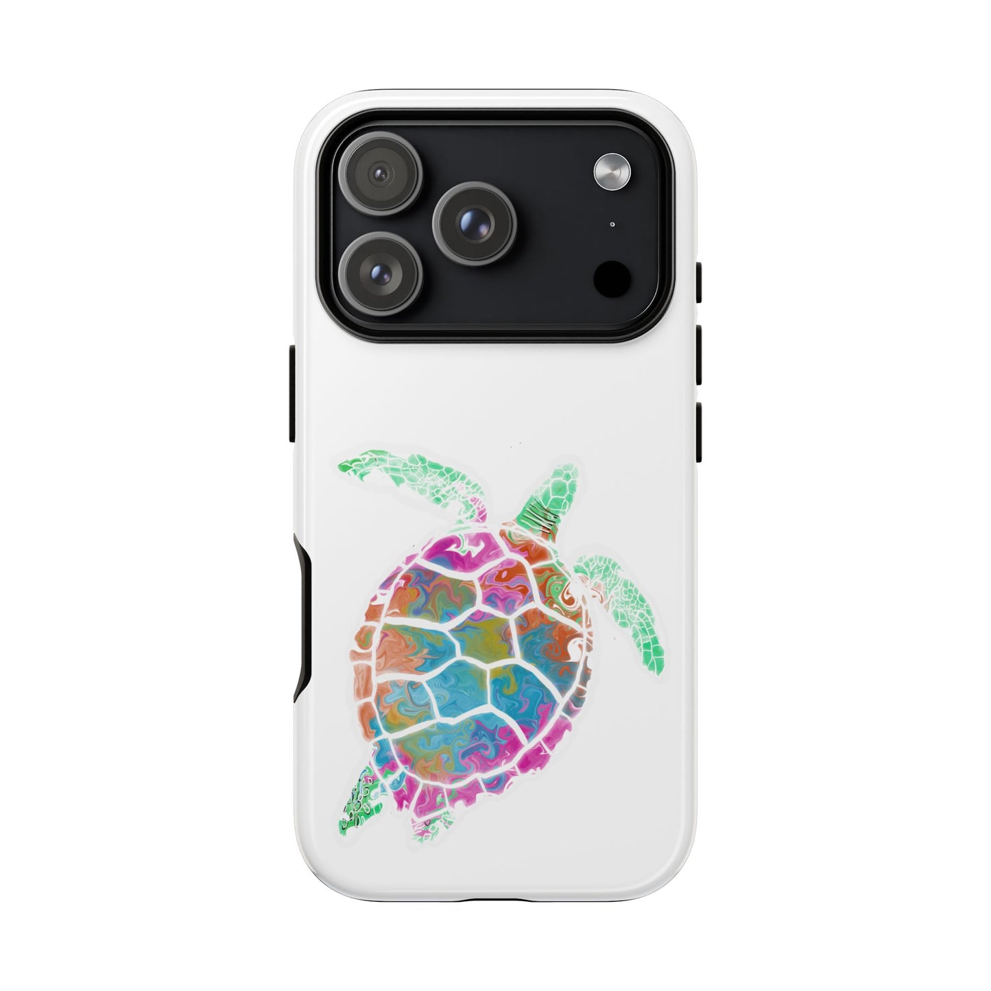 Sea Turtle Tough Phone Case — Colorful Watercolor Turtle Protective Cover