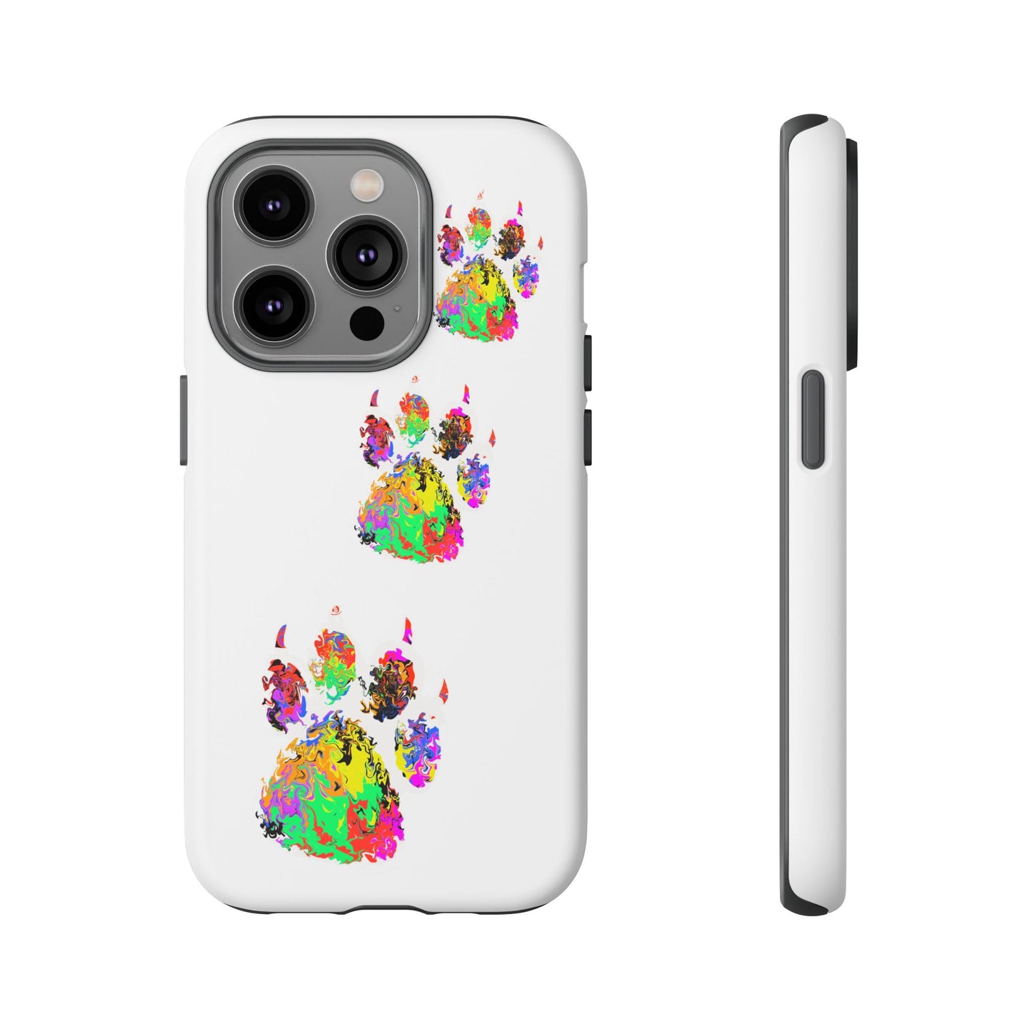 Phone Case — Colorful Paw Print Tough Case, Pet Lover Protective Phone Cover