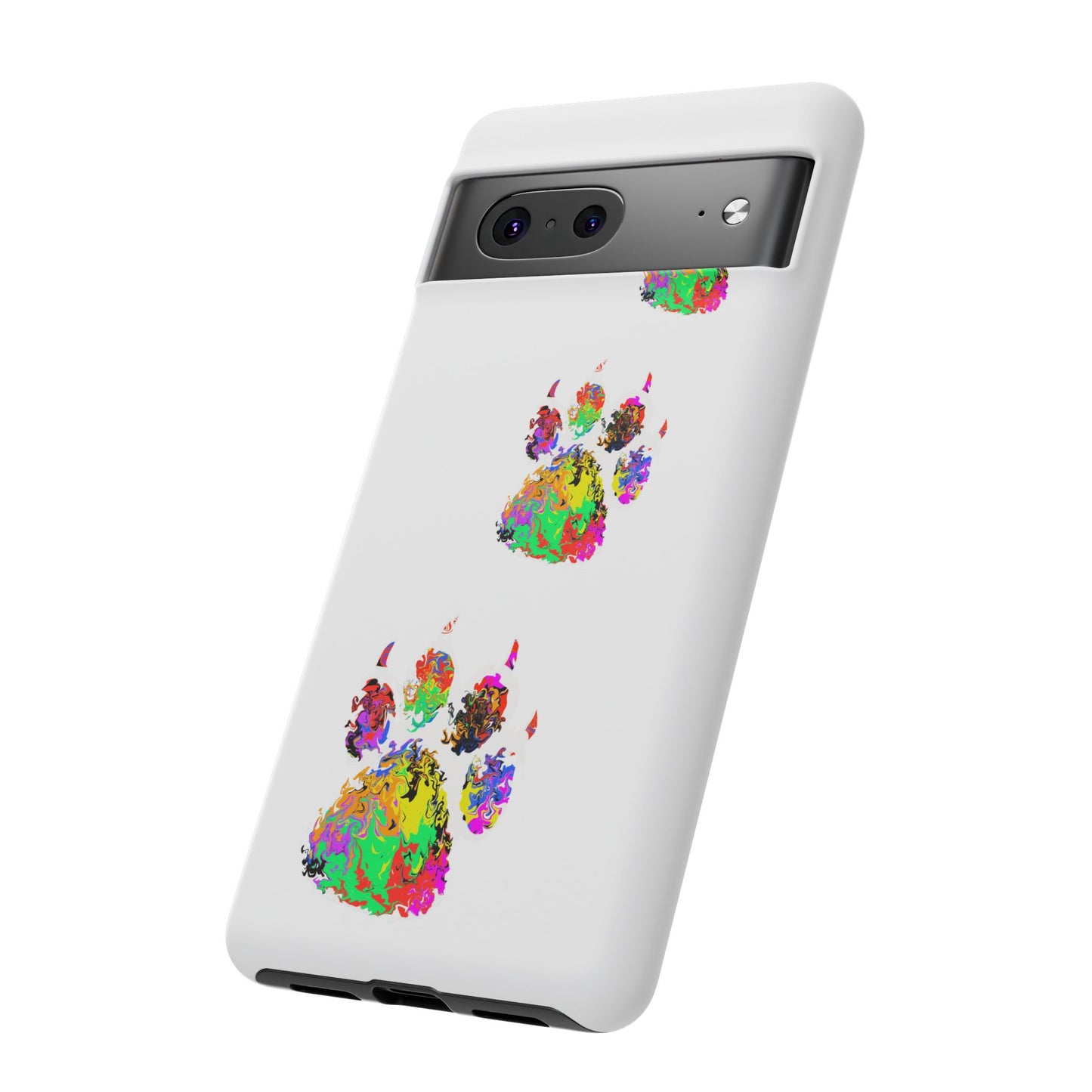 Phone Case — Colorful Paw Print Tough Case, Pet Lover Protective Phone Cover