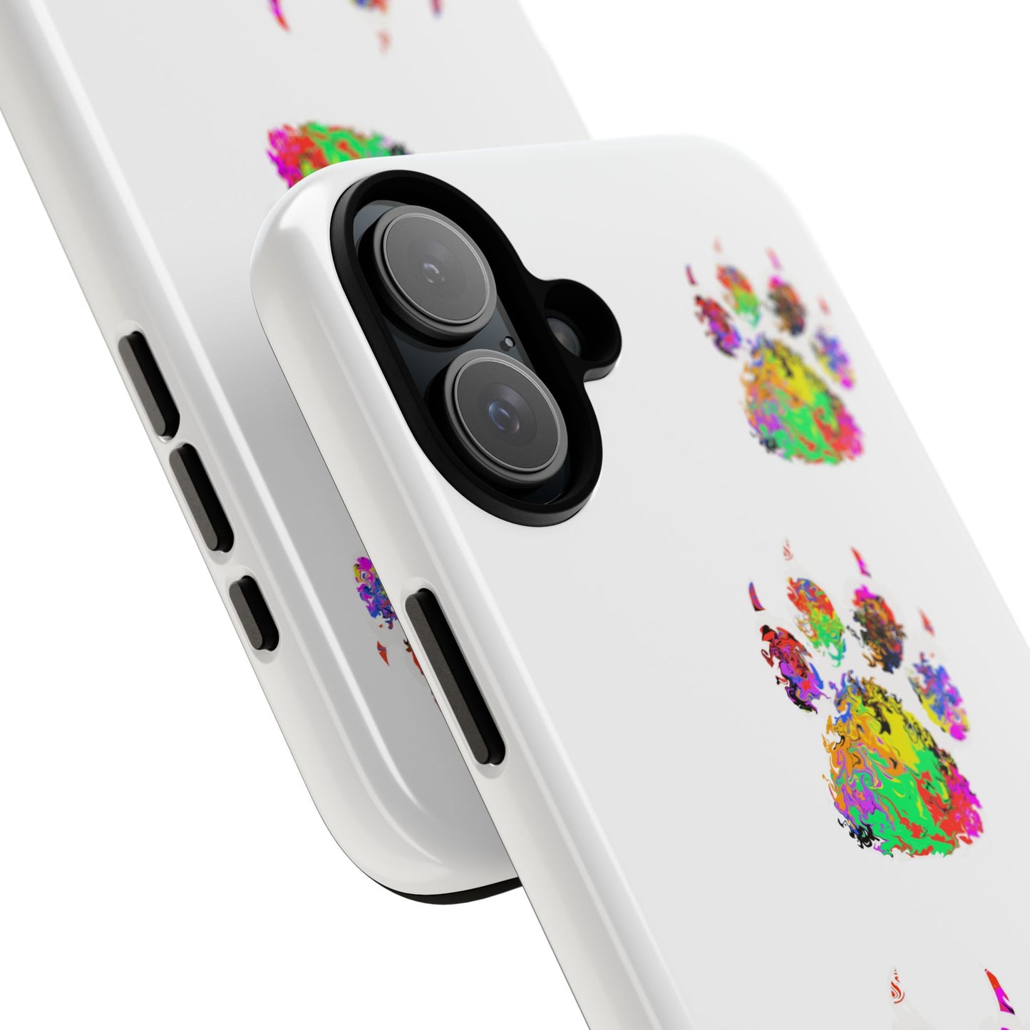 Phone Case — Colorful Paw Print Tough Case, Pet Lover Protective Phone Cover