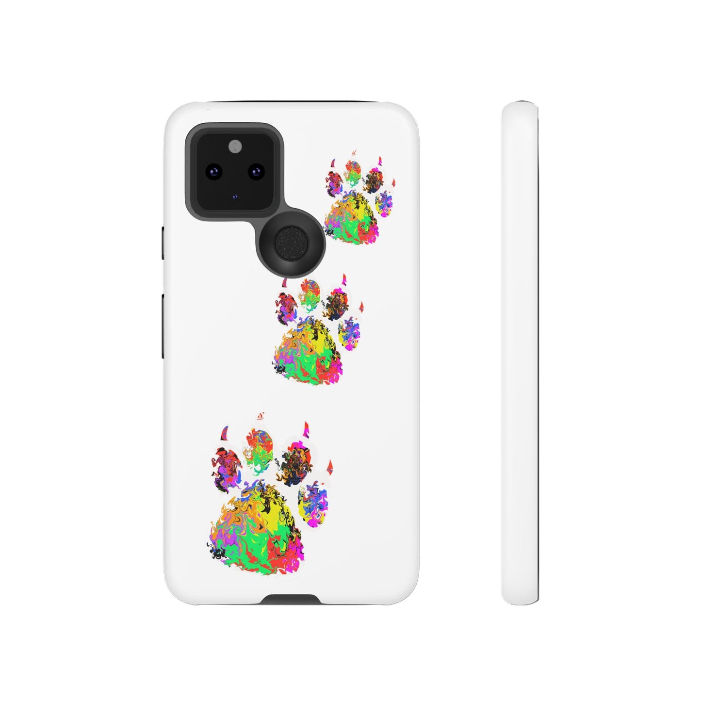 Phone Case — Colorful Paw Print Tough Case, Pet Lover Protective Phone Cover