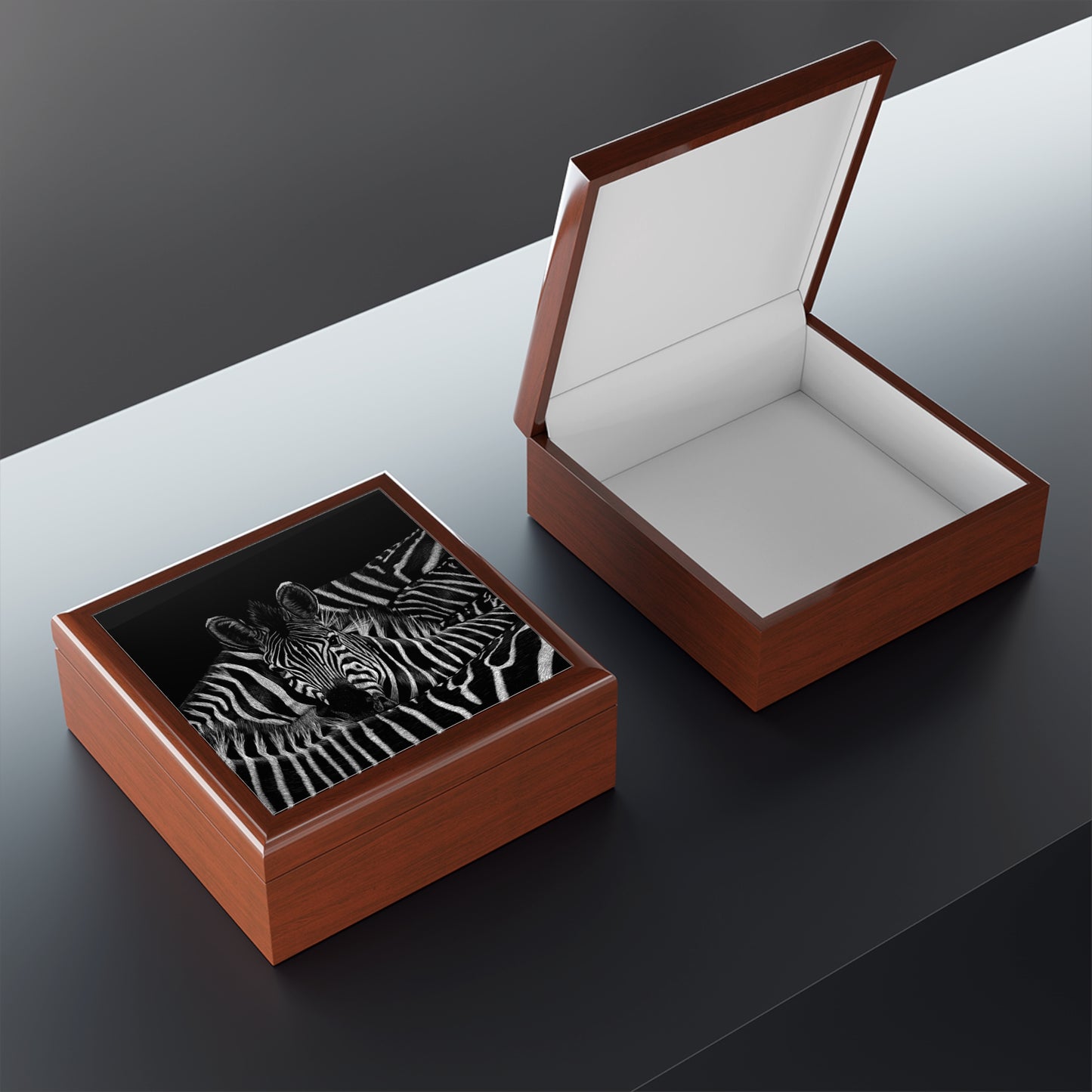 Zebra Stripes Jewelry Box — Black and White Animal Print Keepsake Box